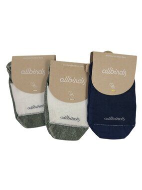 Allbirds Anytime No Show Socks 3-Pack Blizzard Thunder Green & Navy Womens Sz M